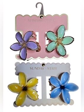 Sunday State Floral Hair Clips Set of 2 NWT